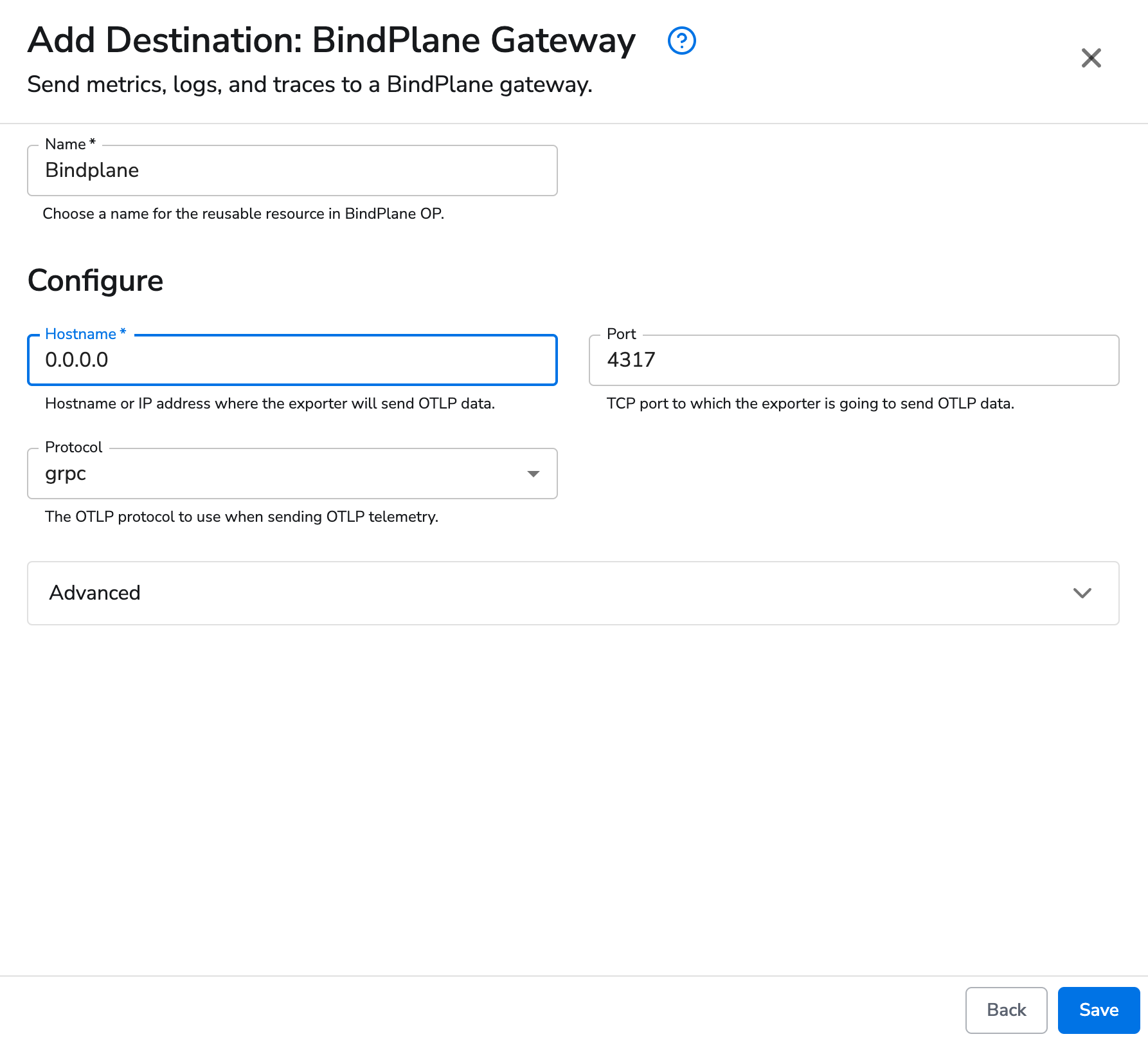 observIQ docs - BindPlane Gateway Destination - image 1