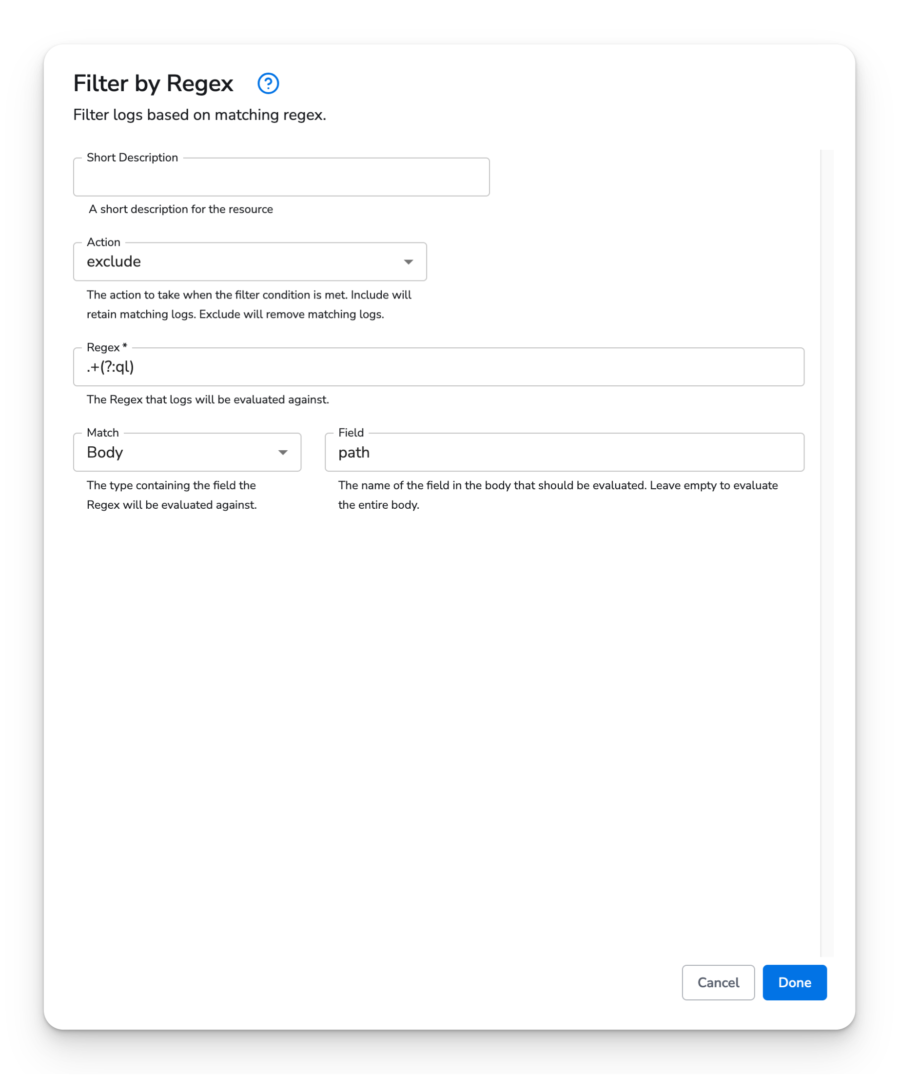 observIQ docs - Filter by Regex Processor - image 1