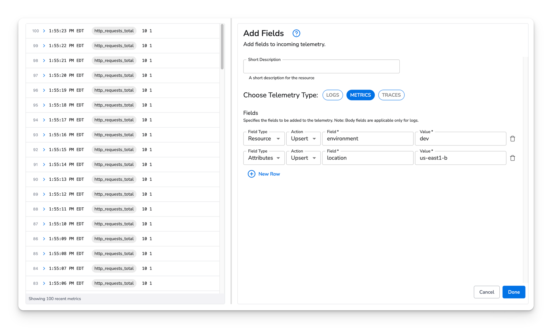 observIQ docs - Add Field - image 1