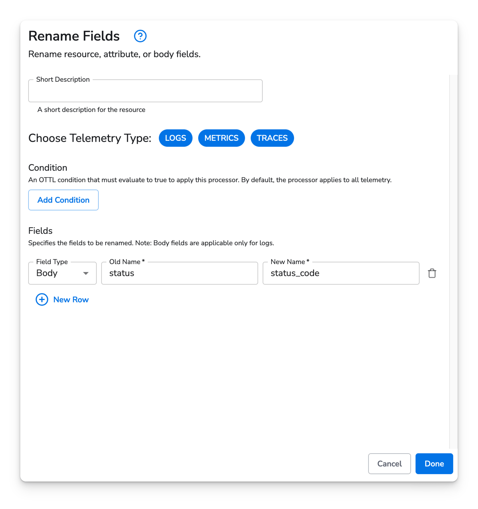 observIQ docs - Rename Fields - image 1