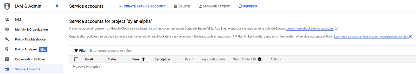IAM settings in your Google Cloud Console